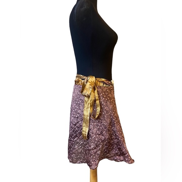 Kariza Designs Gold Purple Silk Reversible Wrap Skirt - Picture 4 of 16